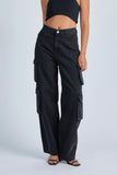 Black Double Pocket Cargo With Zipper on Pocket (With Adjustable Loops On Waist)