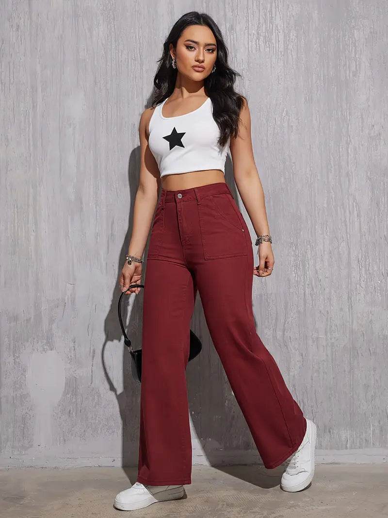 Red Loose Jeans (100% Organic Denim/Hard Feel) - lessthan1thousand