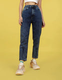 Random Blue Loose Jeans (Frayed Hem)