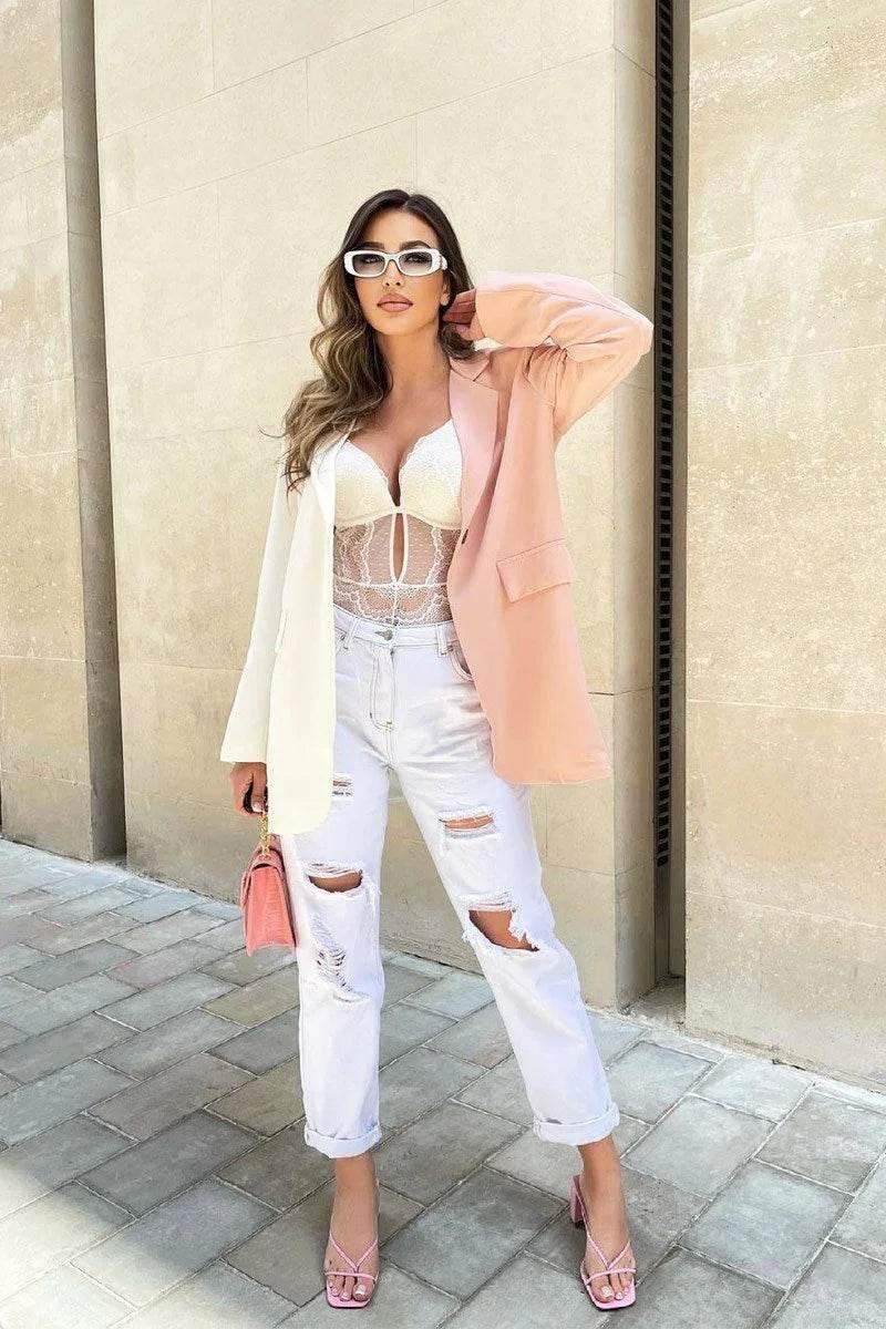 White Ripped Mom Jeans - lessthan1thousand