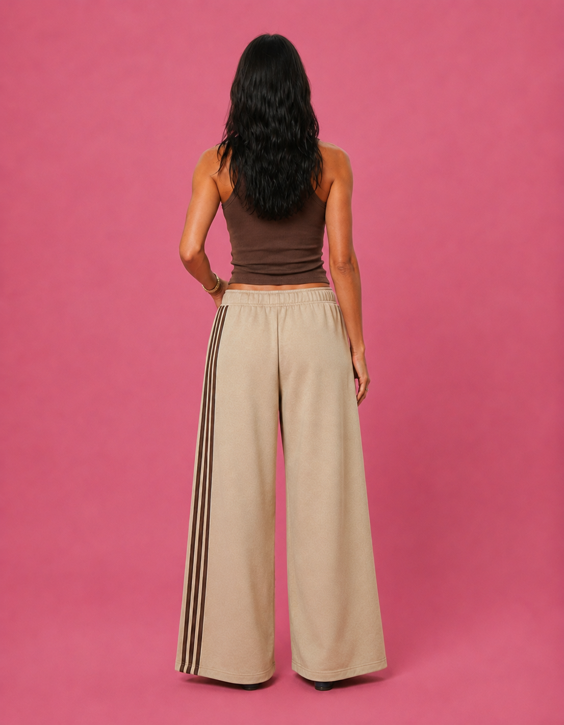 LT1K Front-Back Stripe Wide Leg Trouser