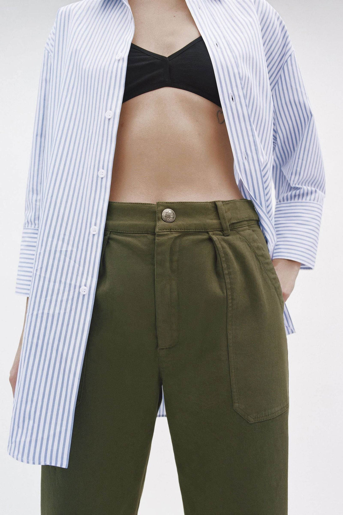 TIFFOSI Khaki Utility Slouchy Jeans - lessthan1thousand