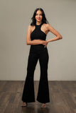 MANGO Pure Black High-Waisted Flare Jeans.