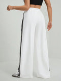 LT1K White Side Stripe Wide-Leg Trouser (Made For Summer).