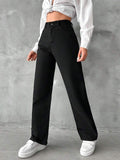 MNG Black High-Waist Loose  Jeans.