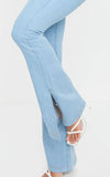 LT1K Light Blue Split Hem High-Waisted Flare Jeans.