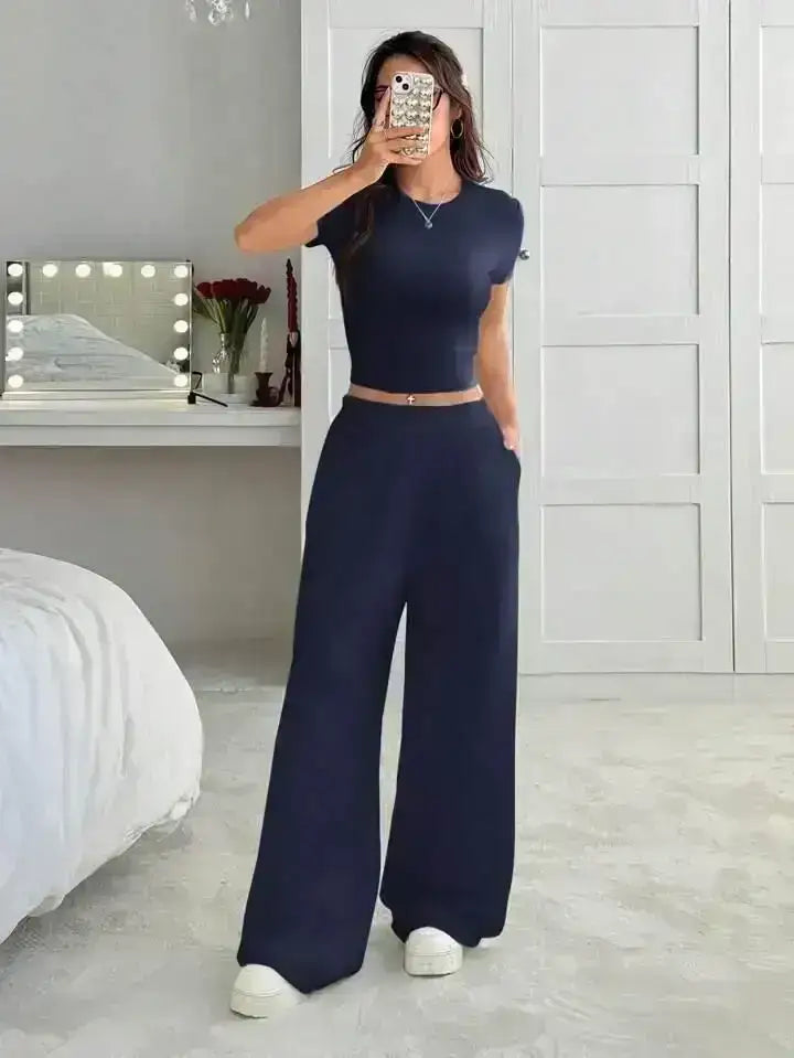 LT1K Navy Blue Wide-Leg Trouser. - lessthan1thousand