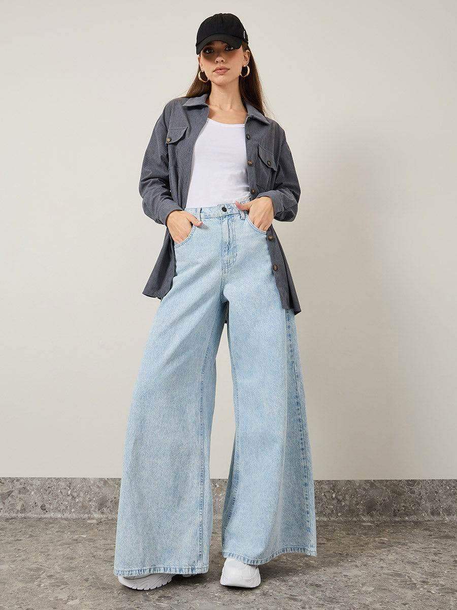 【LIGHT BLUE】Light denim wide pants 7 for all mankind PLEATED TROUSER LIGHTWEIGHT - Wide Leg - light