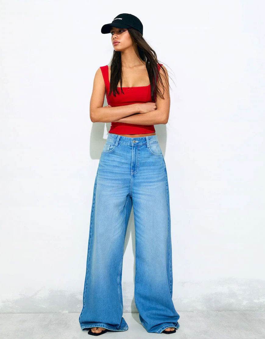 ZARA MID-Blue Wide Leg Jeans. - lessthan1thousand