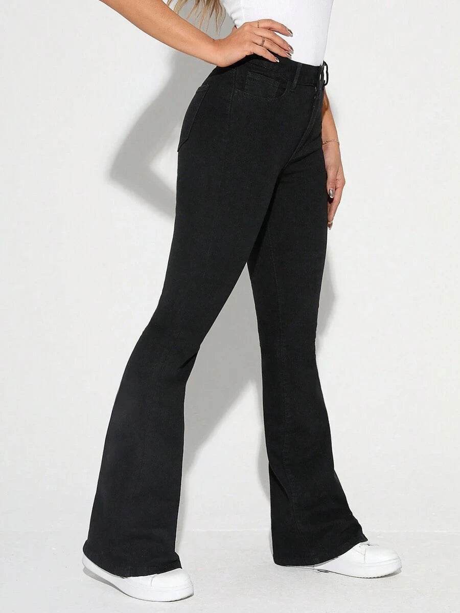 ZARA Pure Black High-Waisted Flare Jeans. - lessthan1thousand