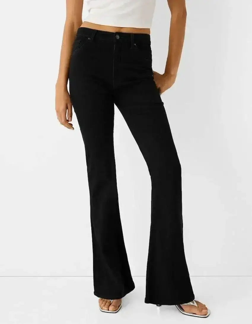 ZARA Pure Black High-Waisted Flare Jeans. - lessthan1thousand