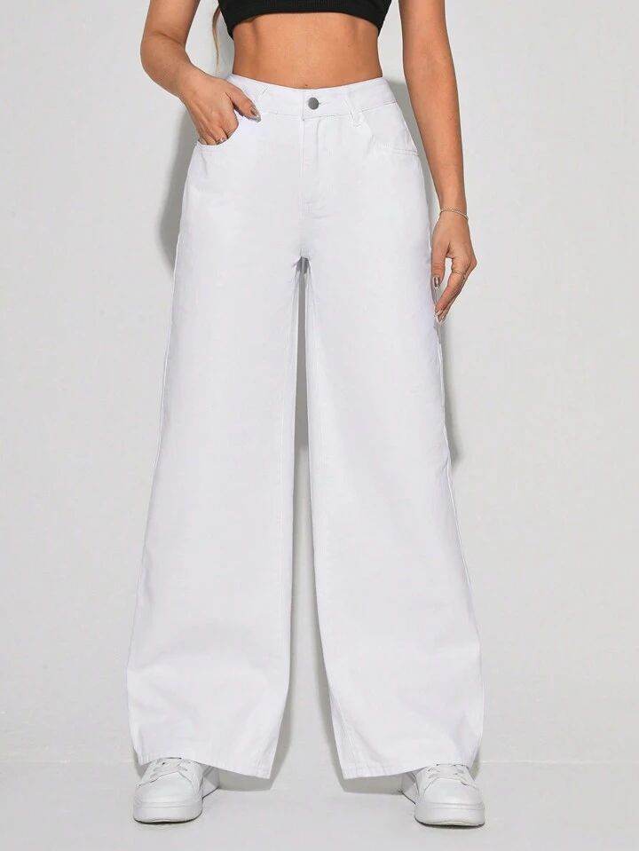 Zara White High-Waisted Wide-Leg Jeans. - lessthan1thousand