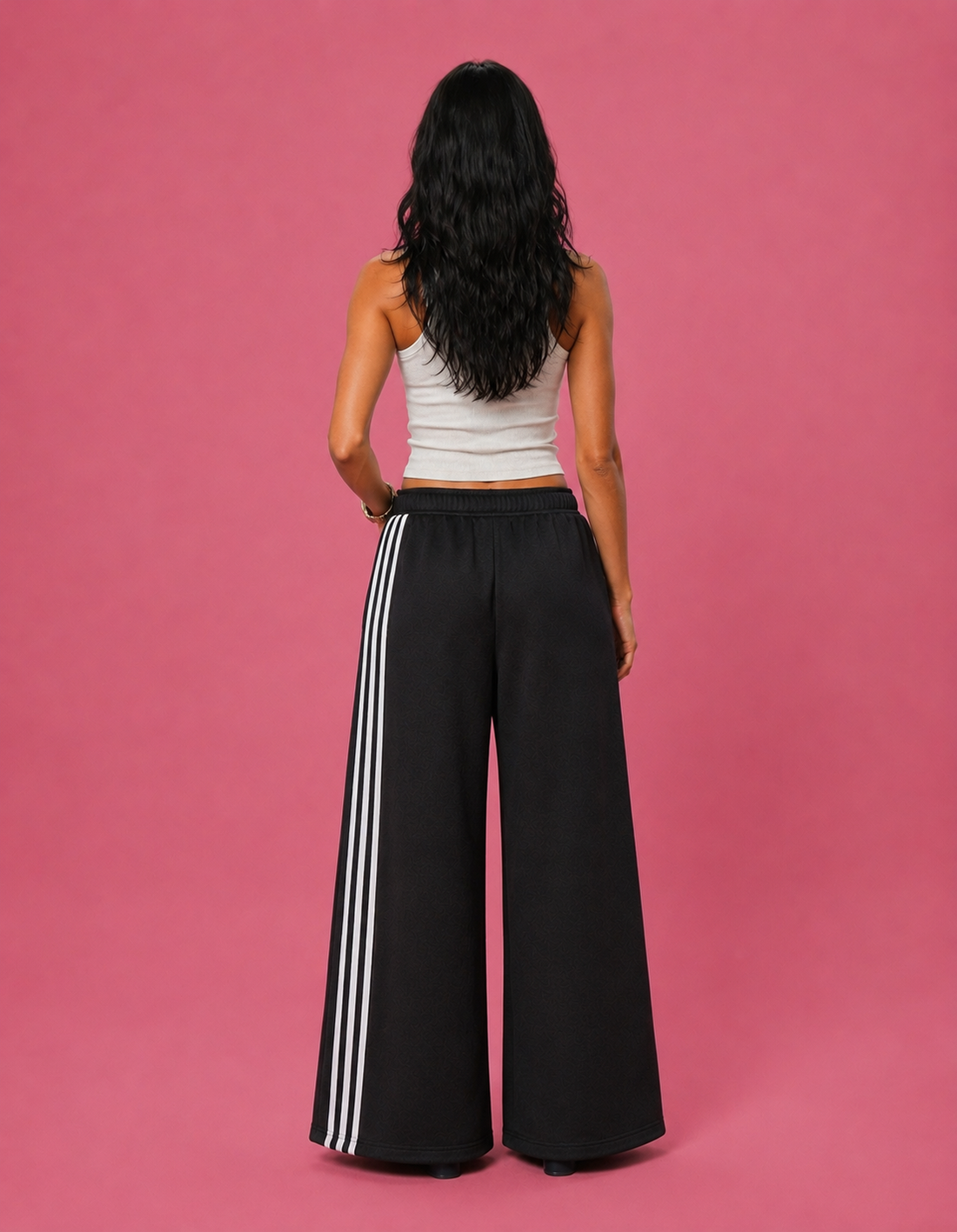 LT1K Front-Back Stripe Wide Leg Trouser