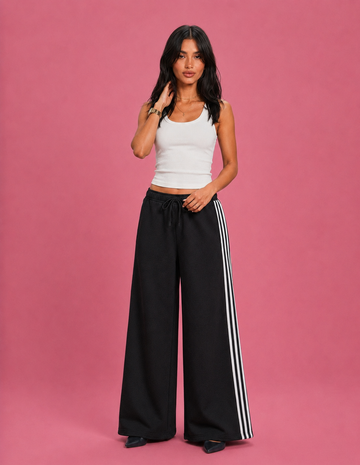 LT1K Front-Back Stripe Wide Leg Trouser