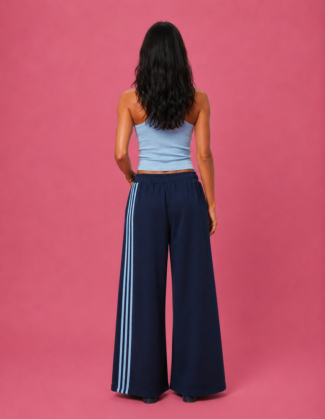 LT1K Front-Back Stripe Wide Leg Trouser