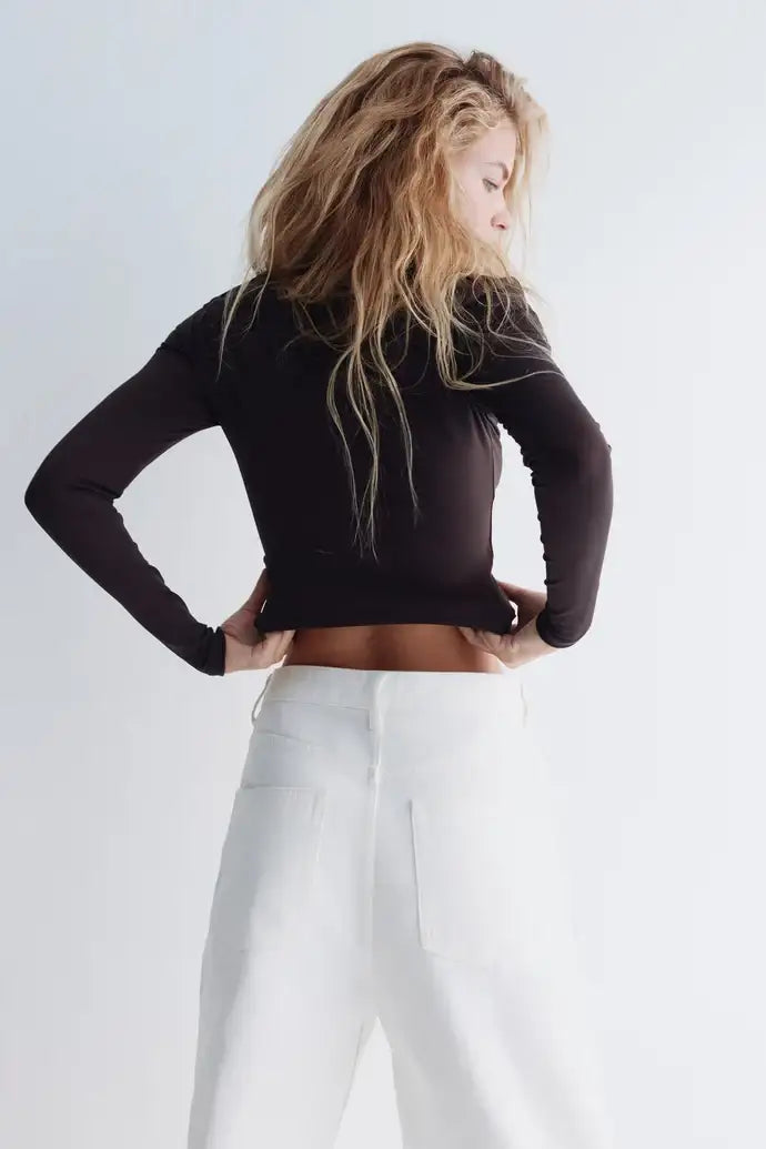 LT1K Square-Neck Full Sleeve Slim Top.(Perfect For All Season)