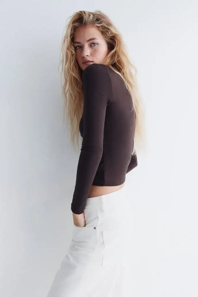 LT1K Square-Neck Full Sleeve Slim Top.(Perfect For All Season)