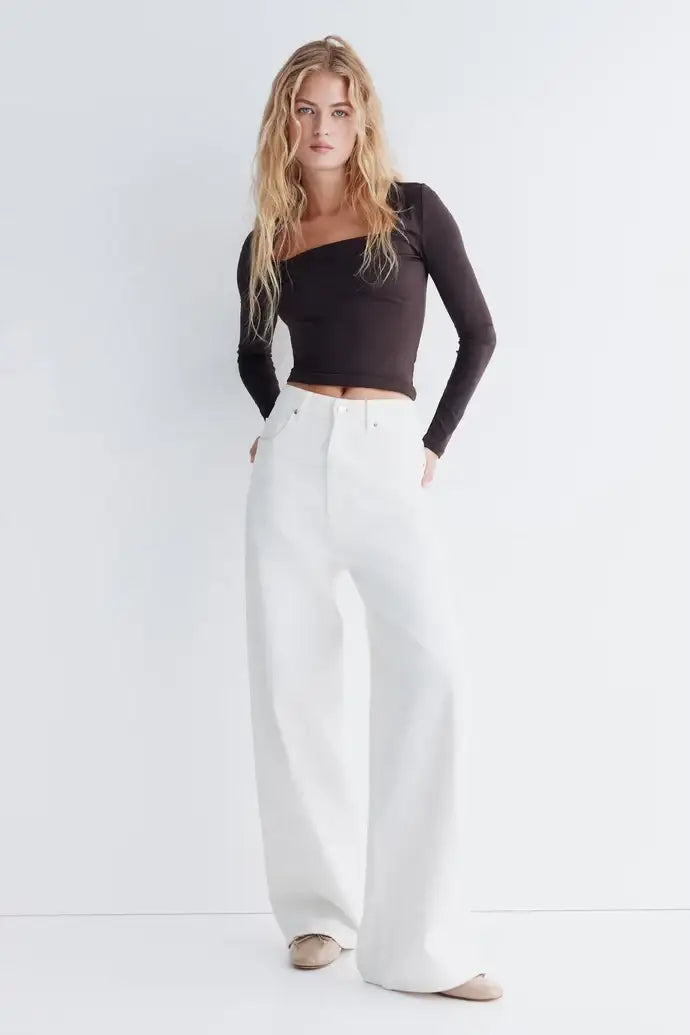 LT1K Square-Neck Full Sleeve Slim Top.(Perfect For All Season)