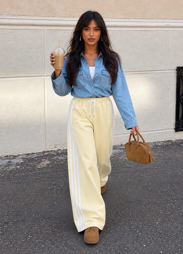 LT1K Side Stripe Wide-Leg Trouser.(Perfect For All Season)