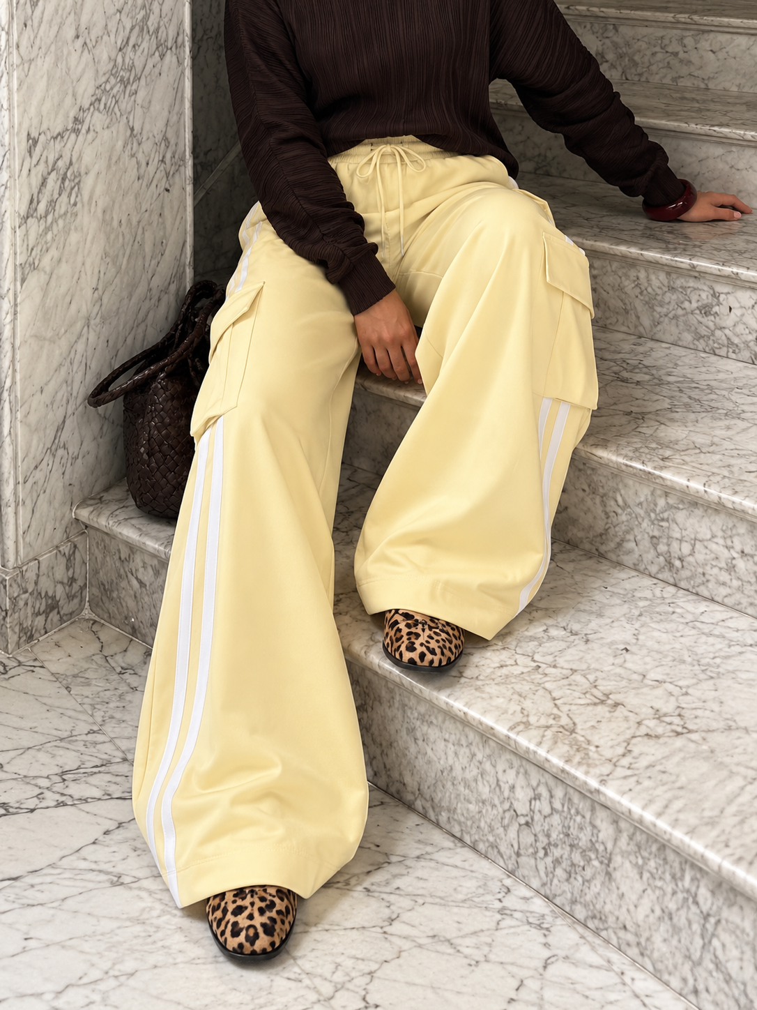 LT1K Stripe Cargo Wide-Leg Trouser (Perfect For All Season)