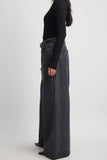 MNG Stone Black High-Waist Wide-Leg Jeans (Faded Black).