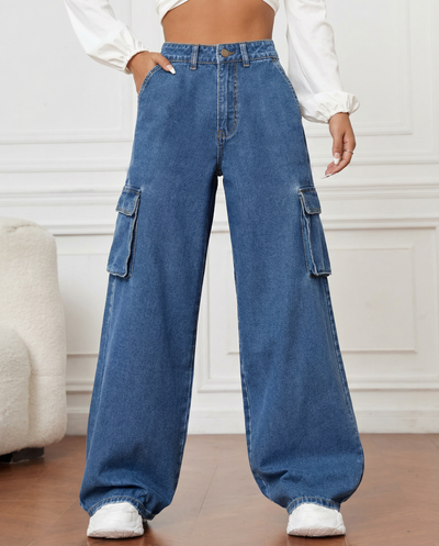 LT1K Dark Blue Cargo Wide-Leg Jeans.