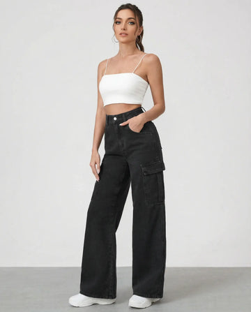 LT1K Black Cargo Wideleg Jeans.
