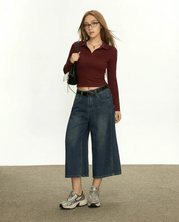 LT1K Maroon Essential Full-Sleeves Collared Slim Top.(Perfect For All Season)