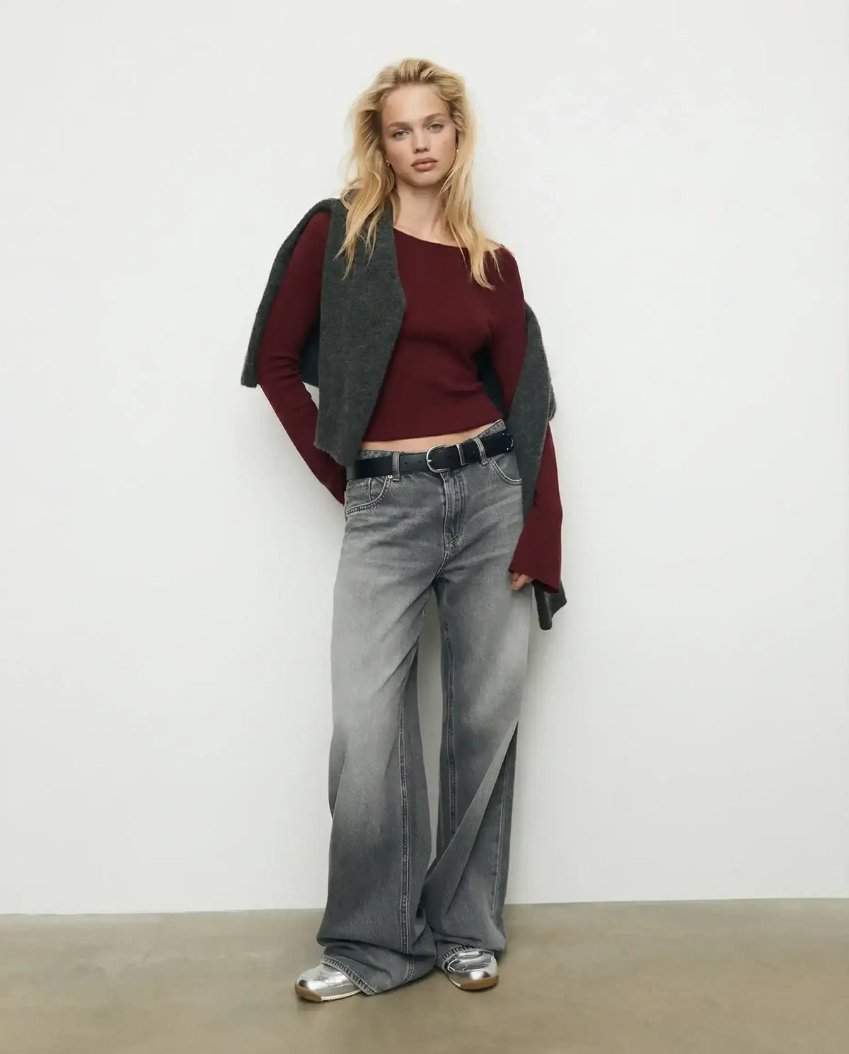 LT1K Essential Full-Sleeves Boat-Neck With Bell Sleeve Slim Top.(Perfect For All Season)