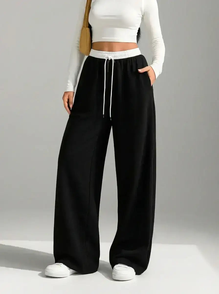 Contrast waist Wide-Leg Trouser.(Perfect For All Season)