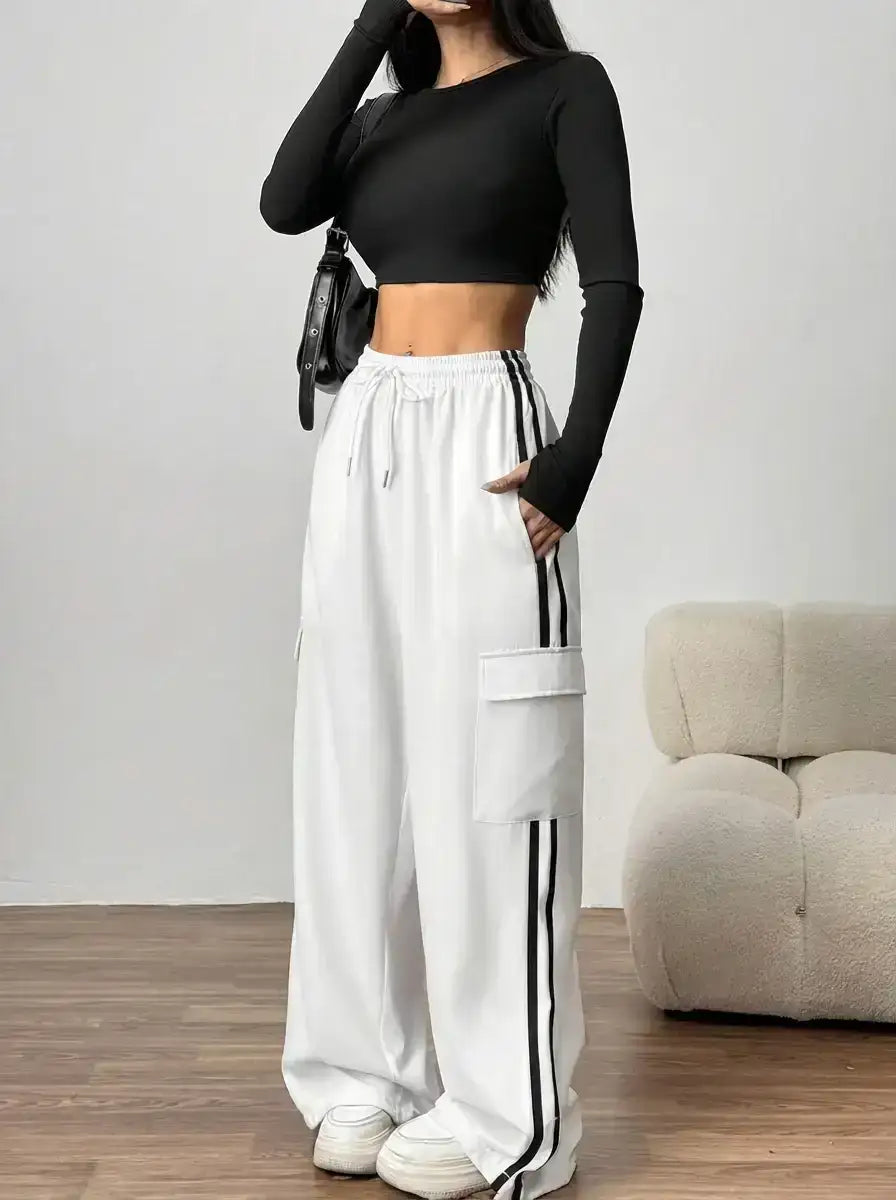 LT1K Stripe Cargo Wide-Leg Trouser (Perfect For All Season)