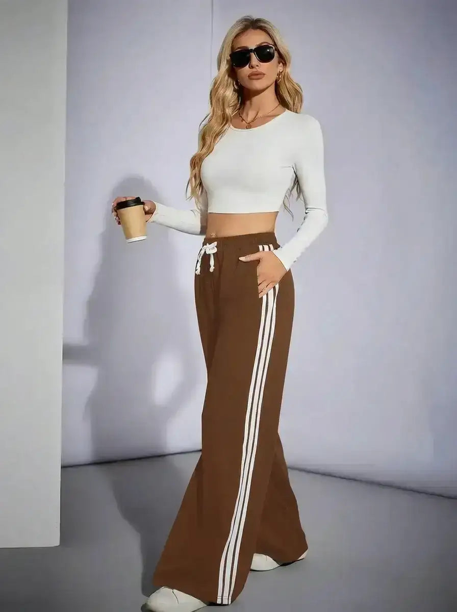 LT1K Side Stripe Wide-Leg Trouser.(Perfect For All Season)