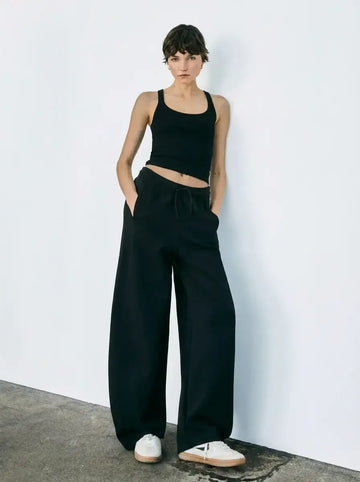 LT1K Pure Black Barrel Loose Trouser.(Perfect For All Season)