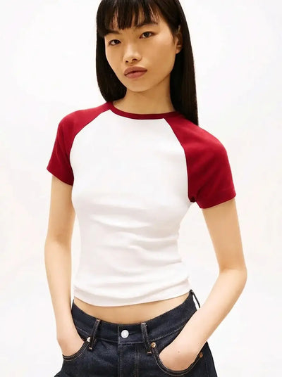 LT1K Slim Raglan T-Shirt. (White/Red)
