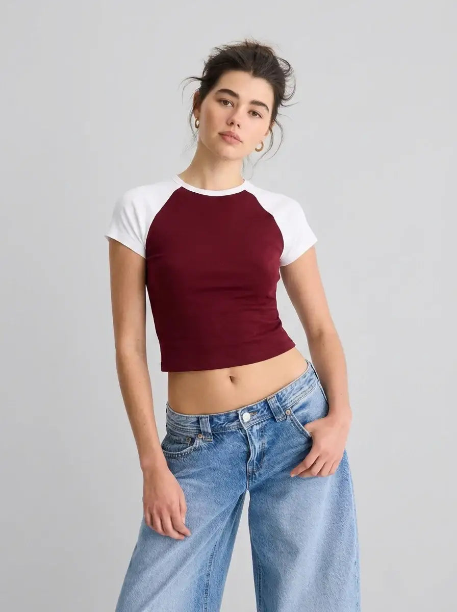 LT1K Slim Raglan T-Shirt. (Maroon/White)