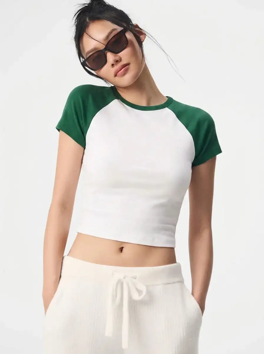 LT1K Slim Raglan T-Shirt. (White/Green)