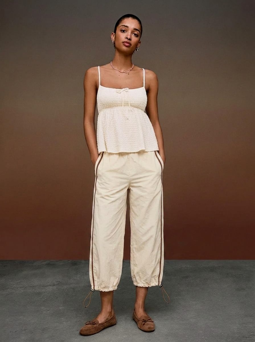 LT1K Double Piping Capri Trouser With Stopper.(Perfect For All Season).