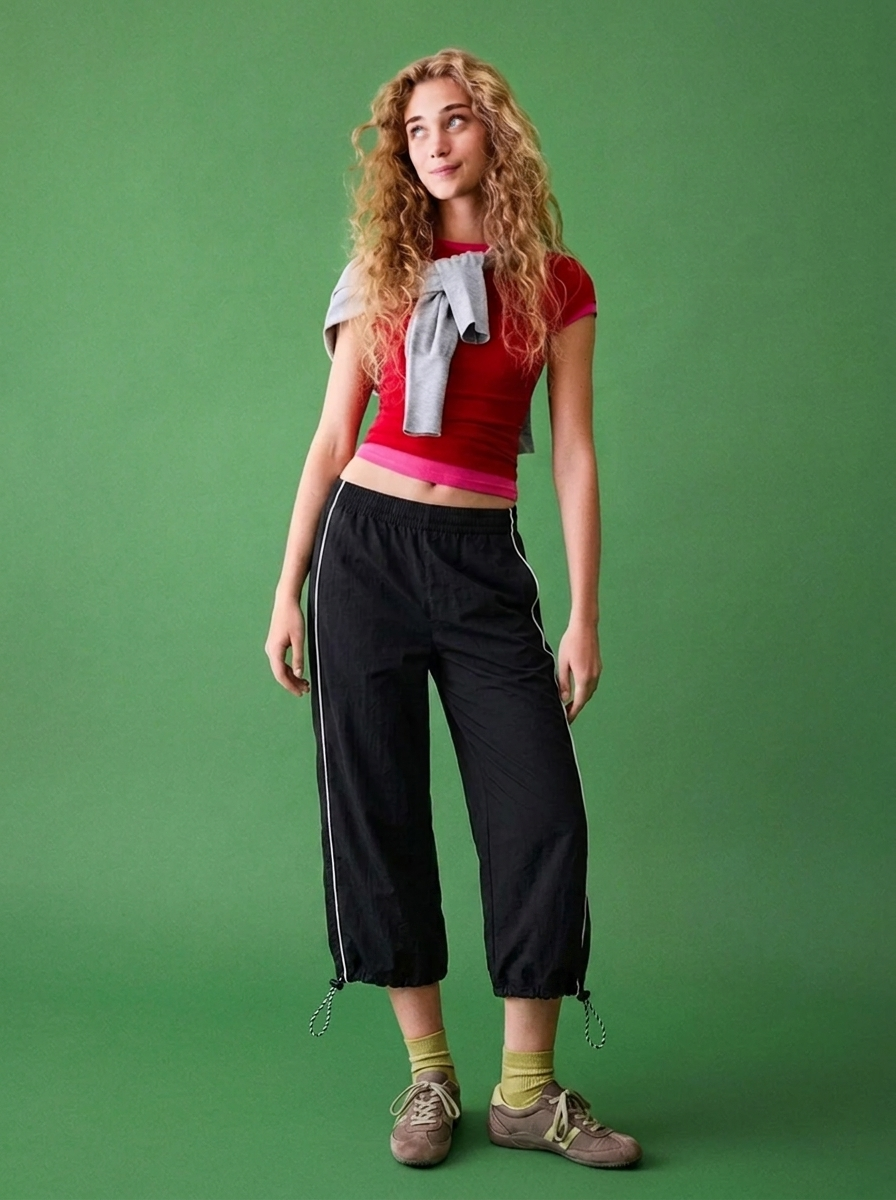 LT1K Double Piping Capri Trouser With Stopper.(Perfect For All Season).