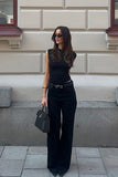 Black High-Waist Wide-Leg Jeans (ONLY FOR PRE-ORDERS DELIVERY TIME :10-15 WORKING DAYS).