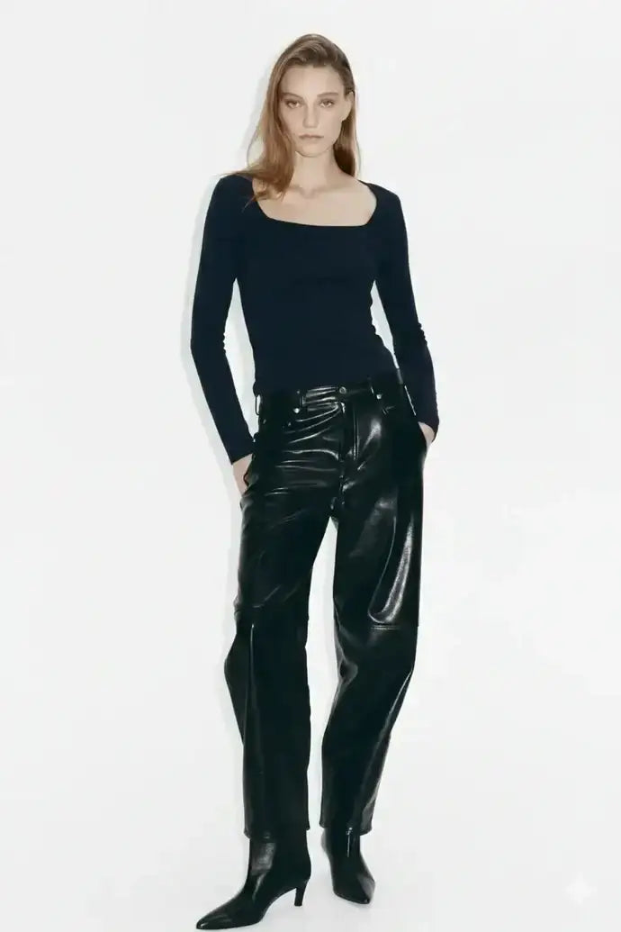 LT1K Square-Neck Full Sleeve Slim Top.(Perfect For All Season)