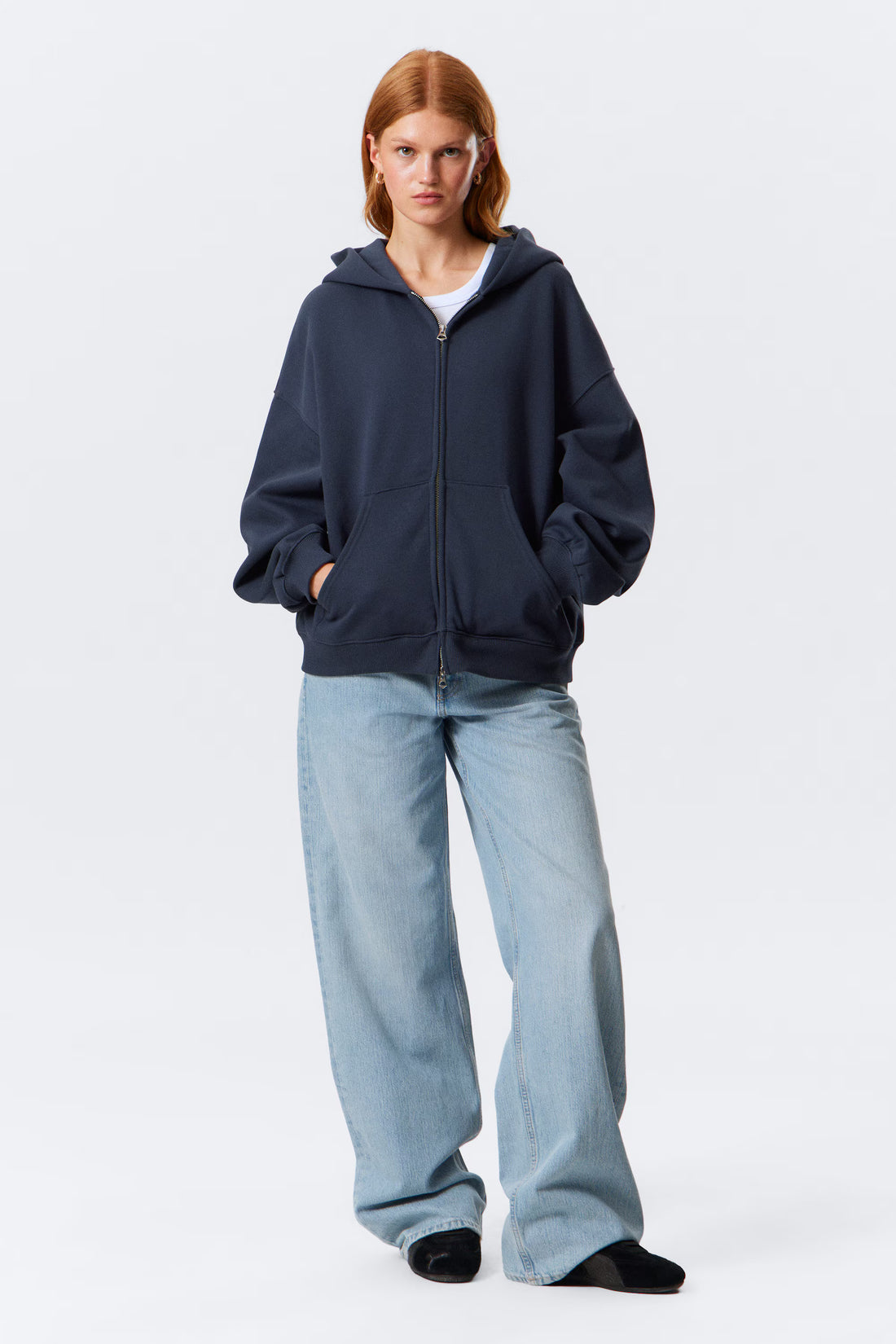 LT1K Navy Blue Zipper Oversize hoodie.