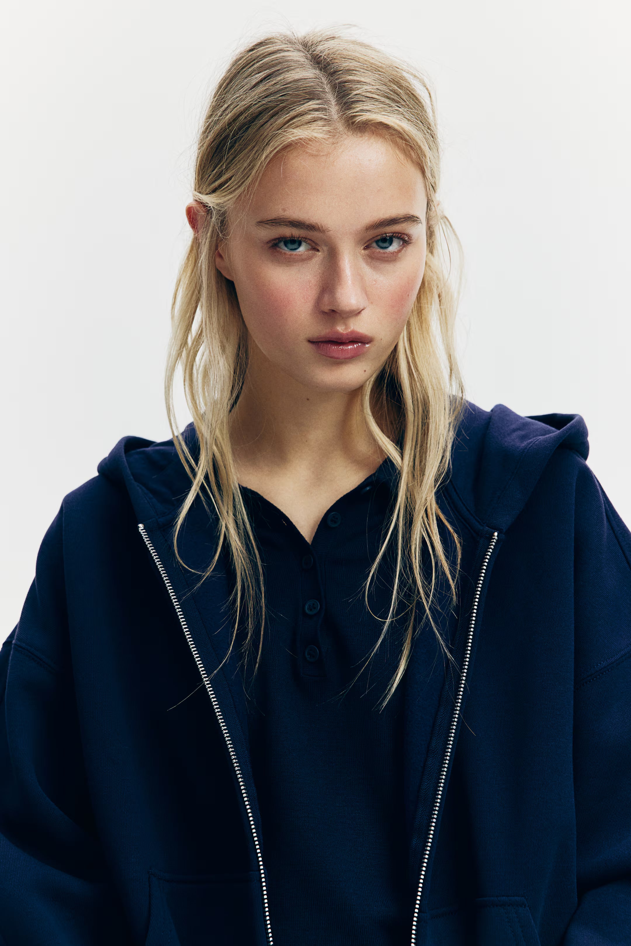 LT1K Navy Blue Zipper Oversize hoodie.