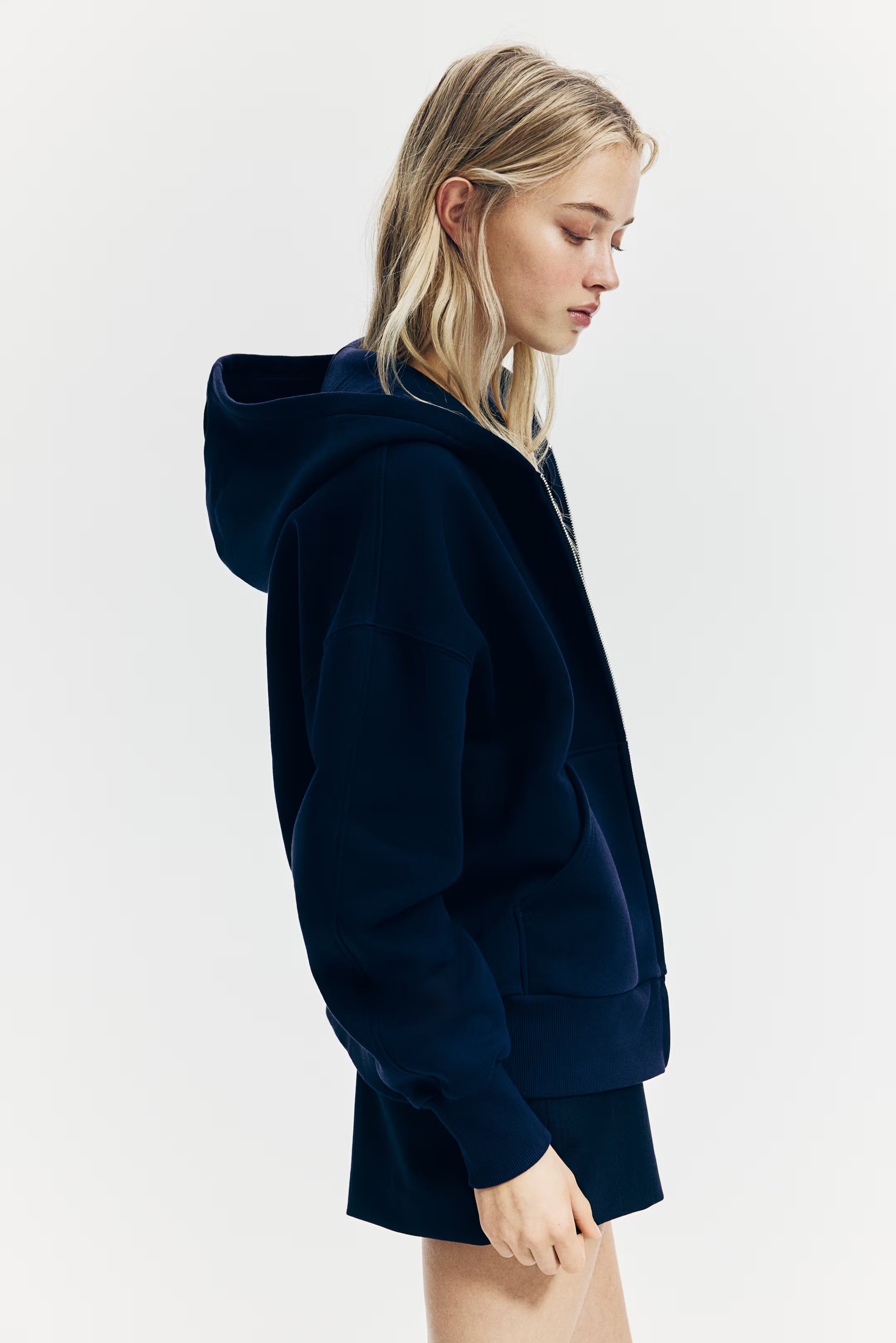 LT1K Navy Blue Zipper Oversize hoodie.