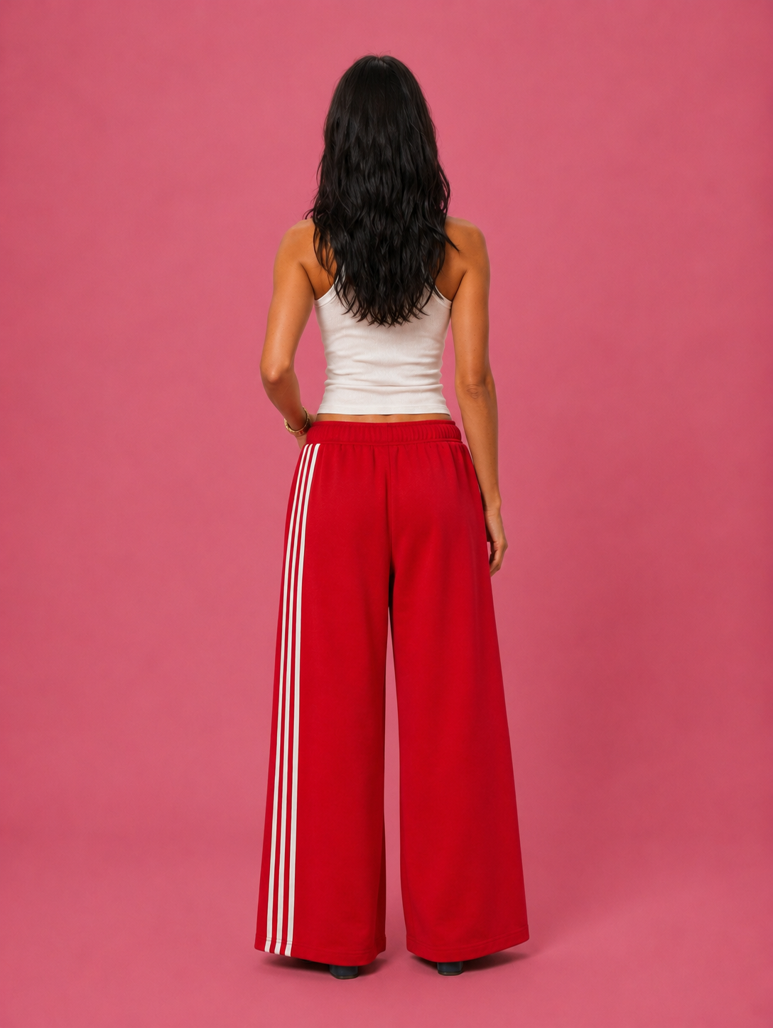LT1K Front-Back Stripe Wide Leg Trouser