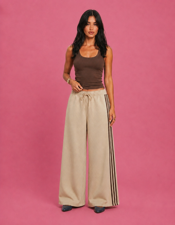 LT1K Front-Back Stripe Wide Leg Trouser