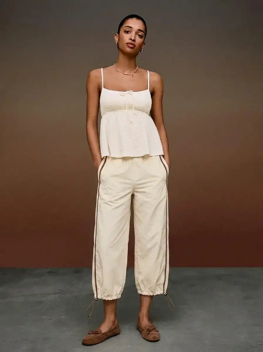 LT1K Double Piping Capri Trouser With Stopper.(Perfect For All Season).