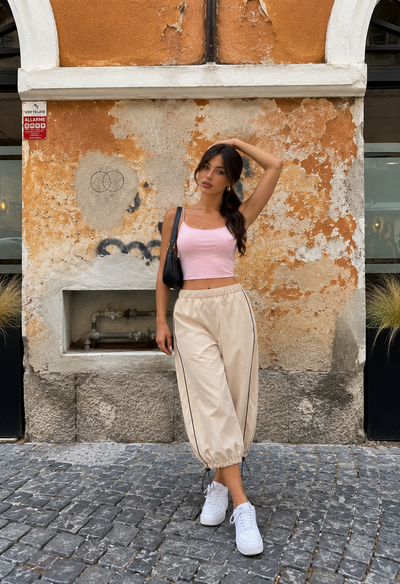 LT1K Double Piping Capri Trouser With Stopper.(Perfect For All Season).