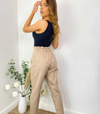 Beige Paper-bag Loose Jeans