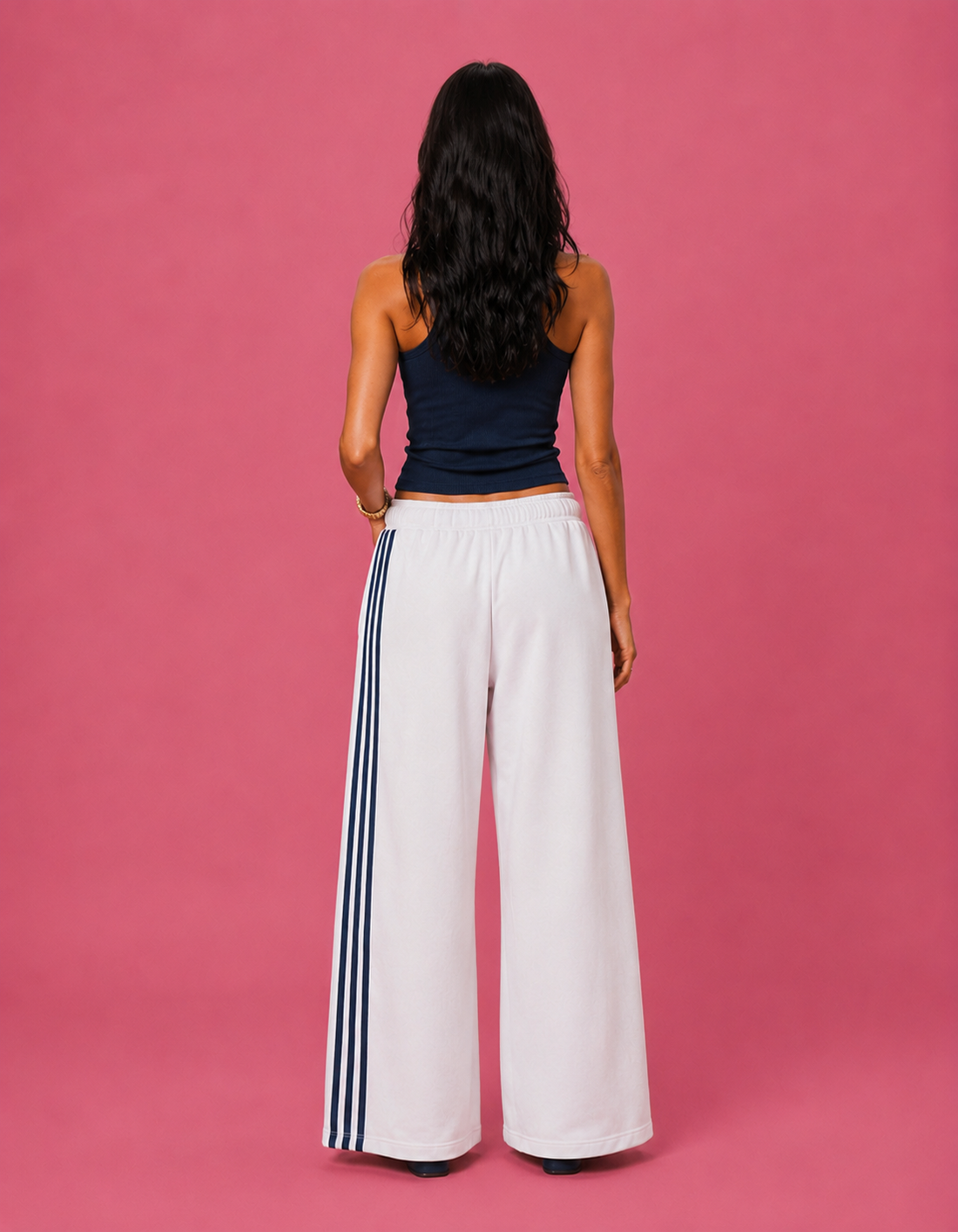 LT1K Front-Back Stripe Wide Leg Trouser