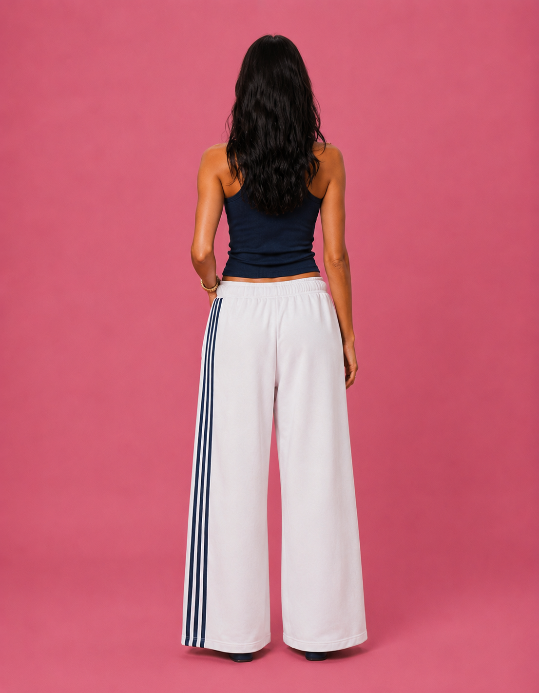 LT1K Front-Back Stripe Wide Leg Trouser